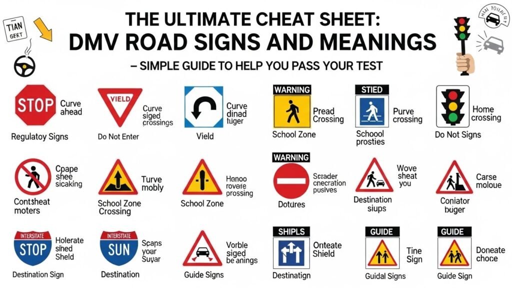cheat sheet dmv road signs and meanings