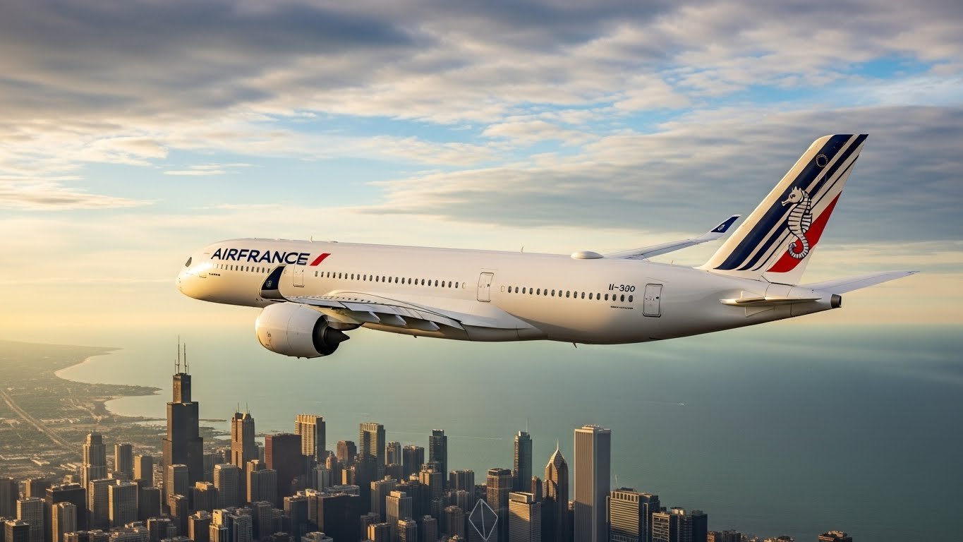 air france a350 chicago flight return