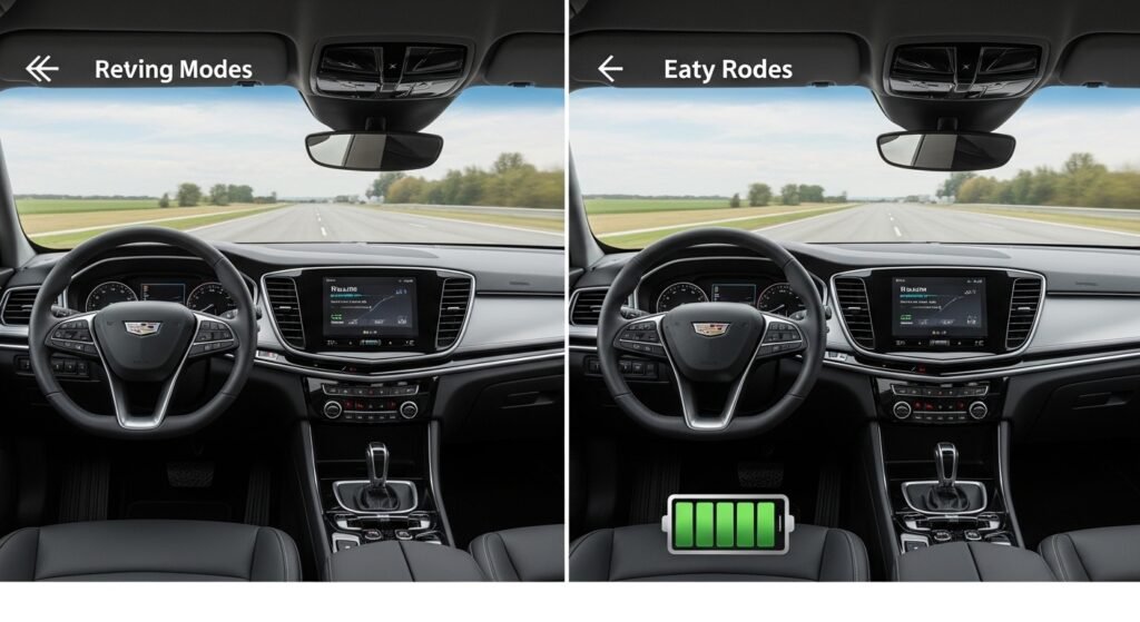 do the driving modes in cadillac lyriq offer different ranges or battery usages?